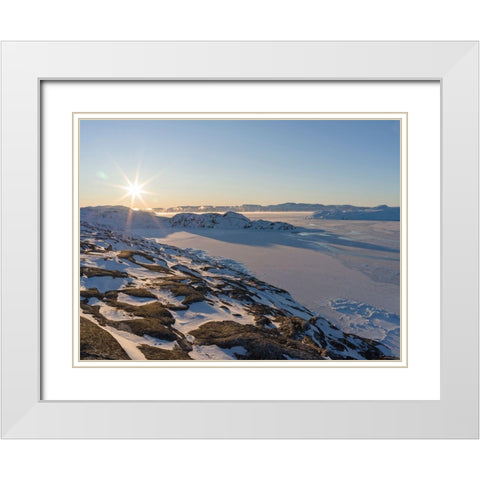 Sunrise during winter at the Ilulissat Icefjord-located in the Disko Bay in West Greenland White Modern Wood Framed Art Print with Double Matting by Zwick, Martin