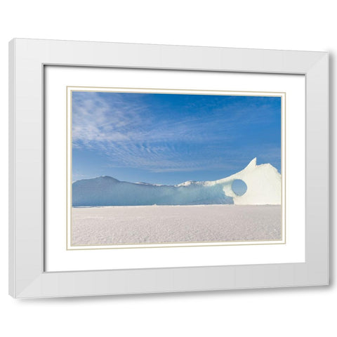 Iceberg frozen into the sea ice of the Uummannaq fjord system during winter-Greenland-Danish Territ White Modern Wood Framed Art Print with Double Matting by Zwick, Martin