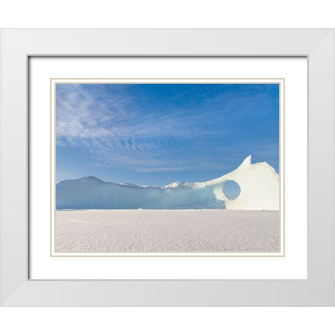 Iceberg frozen into the sea ice of the Uummannaq fjord system during winter-Greenland-Danish Territ White Modern Wood Framed Art Print with Double Matting by Zwick, Martin