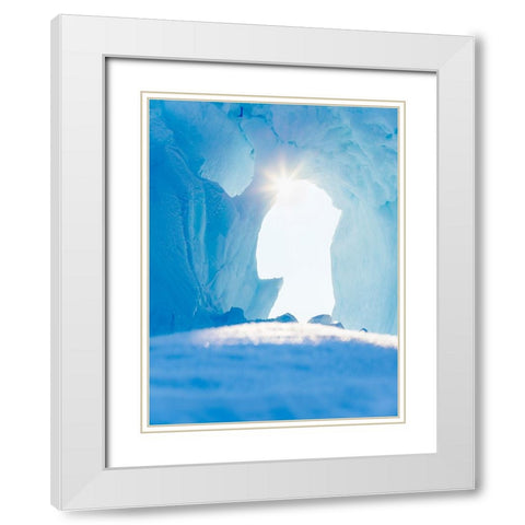 Iceberg frozen into the sea ice of the Uummannaq fjord system during winter-Greenland-Danish Territ White Modern Wood Framed Art Print with Double Matting by Zwick, Martin