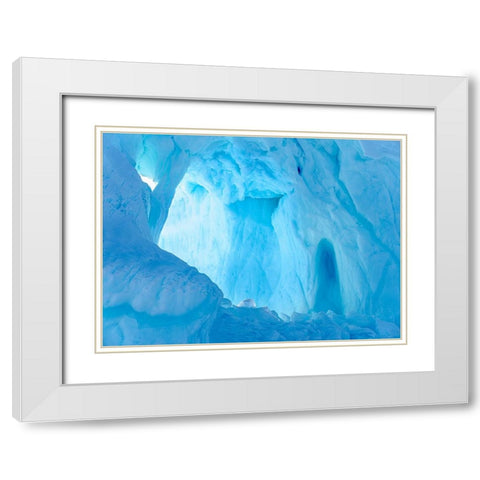 Iceberg frozen into the sea ice of the Uummannaq fjord system during winter-Greenland-Danish Territ White Modern Wood Framed Art Print with Double Matting by Zwick, Martin