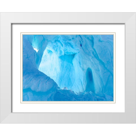 Iceberg frozen into the sea ice of the Uummannaq fjord system during winter-Greenland-Danish Territ White Modern Wood Framed Art Print with Double Matting by Zwick, Martin