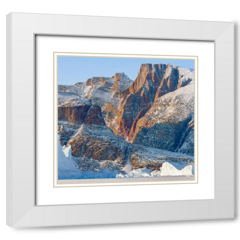 Icebergs in front of Appat Island-frozen into the sea ice of the Uummannaq fjord system during wint White Modern Wood Framed Art Print with Double Matting by Zwick, Martin