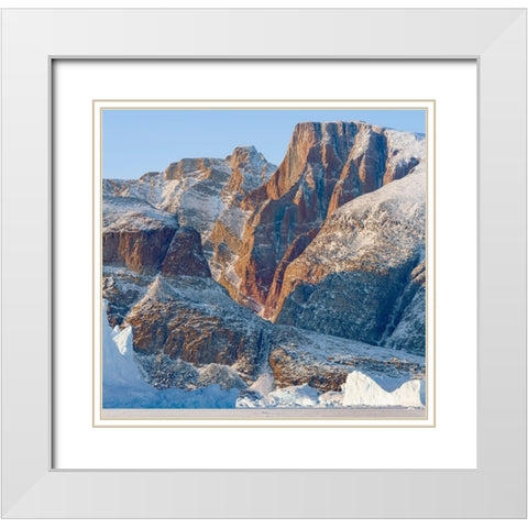 Icebergs in front of Appat Island-frozen into the sea ice of the Uummannaq fjord system during wint White Modern Wood Framed Art Print with Double Matting by Zwick, Martin