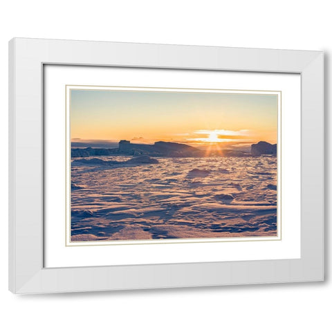 Icebergs frozen into the sea ice of the Uummannaq fjord system during winter-Greenland-Danish Terri White Modern Wood Framed Art Print with Double Matting by Zwick, Martin