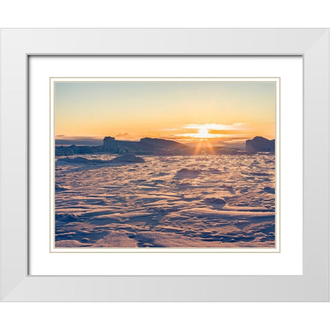 Icebergs frozen into the sea ice of the Uummannaq fjord system during winter-Greenland-Danish Terri White Modern Wood Framed Art Print with Double Matting by Zwick, Martin
