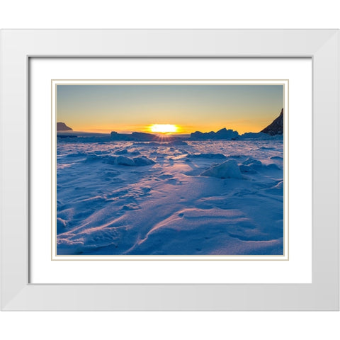 Icebergs frozen into the sea ice of the Uummannaq fjord system during winter-Greenland-Danish Terri White Modern Wood Framed Art Print with Double Matting by Zwick, Martin