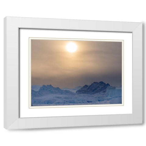 Icebergs frozen into the sea ice of the Uummannaq fjord system during winter-Greenland-Danish Terri White Modern Wood Framed Art Print with Double Matting by Zwick, Martin
