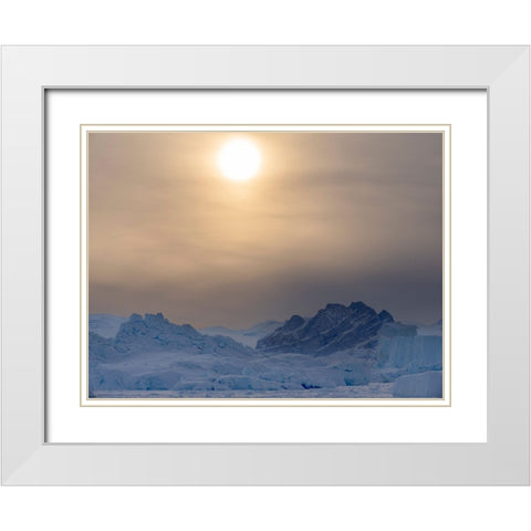 Icebergs frozen into the sea ice of the Uummannaq fjord system during winter-Greenland-Danish Terri White Modern Wood Framed Art Print with Double Matting by Zwick, Martin