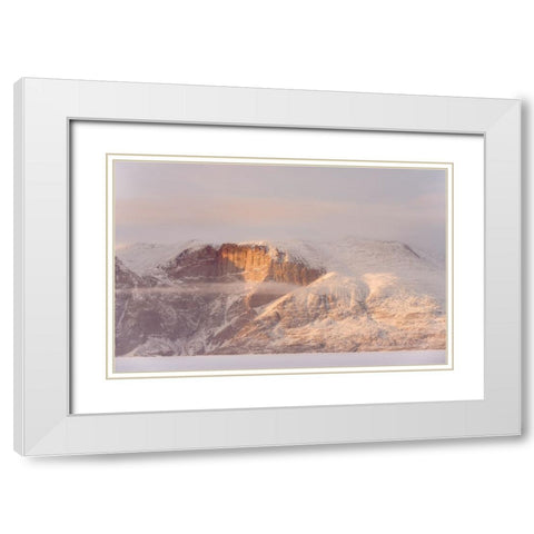 Storen Island-frozen into the sea ice of the Uummannaq fjord system during winter-Greenland-Danish  White Modern Wood Framed Art Print with Double Matting by Zwick, Martin