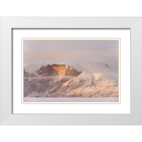 Storen Island-frozen into the sea ice of the Uummannaq fjord system during winter-Greenland-Danish  White Modern Wood Framed Art Print with Double Matting by Zwick, Martin