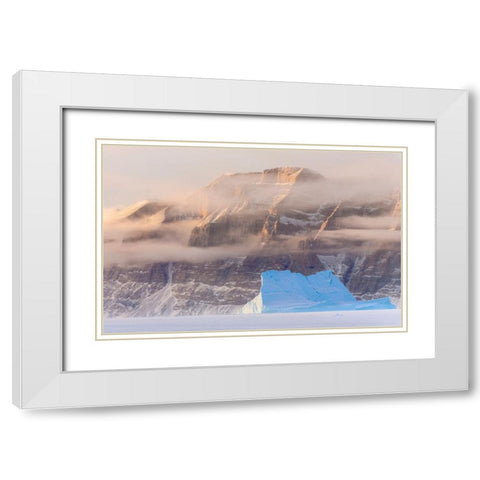 Icebergs in front of Storen Island-frozen into the sea ice of the Uummannaq fjord system during win White Modern Wood Framed Art Print with Double Matting by Zwick, Martin