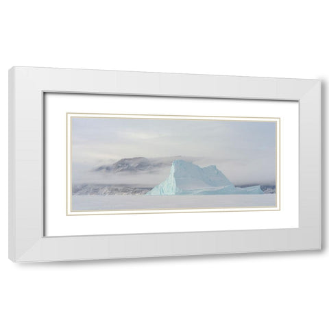Icebergs in front of Storen Island-frozen into the sea ice of the Uummannaq fjord system during win White Modern Wood Framed Art Print with Double Matting by Zwick, Martin