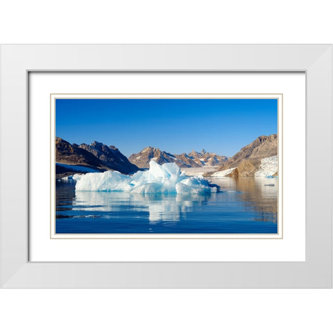 Karale glacier in the Sermiligaaq Fjord- Ammassalik- Danish Territory. White Modern Wood Framed Art Print with Double Matting by Zwick, Martin