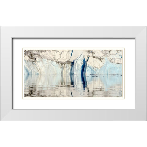 Glacier in the Sermiligaaq Fjord- Ammassalik- Danish Territory. White Modern Wood Framed Art Print with Double Matting by Zwick, Martin