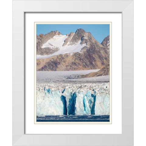 Knud Rasmussen Glacier-Sermiligaaq Fjord- Ammassalik- Danish Territory. White Modern Wood Framed Art Print with Double Matting by Zwick, Martin