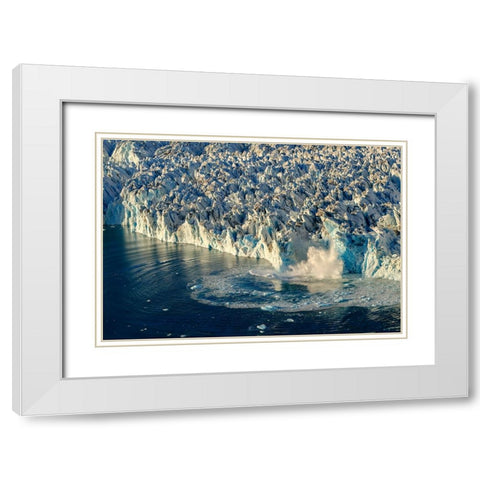 Ice calving. Knud Rasmussen Glacier-Sermiligaaq Fjord- Ammassalik- Danish Territory. White Modern Wood Framed Art Print with Double Matting by Zwick, Martin