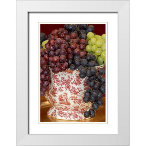 Still life of grape varieties in vase White Modern Wood Framed Art Print with Double Matting by Paulson, Don