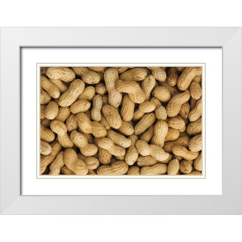 Close-up of unshelled peanuts White Modern Wood Framed Art Print with Double Matting by Flaherty, Dennis