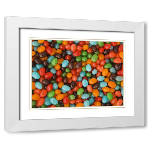Colorful assortment of jelly bean candy White Modern Wood Framed Art Print with Double Matting by Flaherty, Dennis