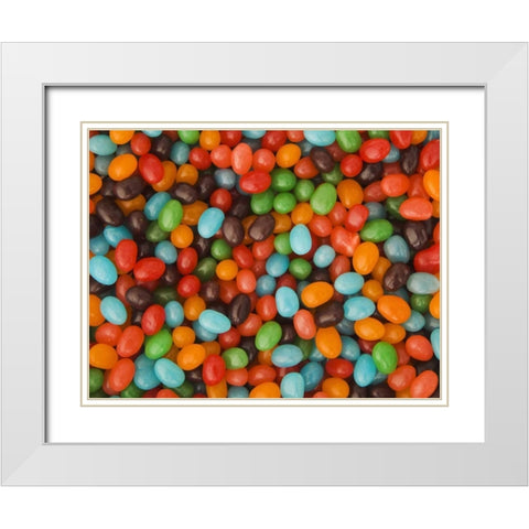 Colorful assortment of jelly bean candy White Modern Wood Framed Art Print with Double Matting by Flaherty, Dennis