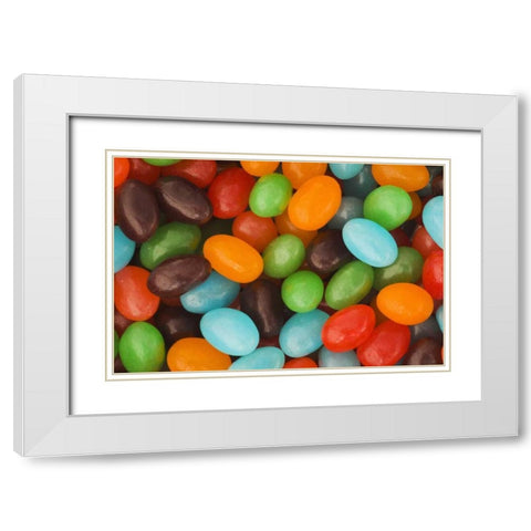 Colorful assortment of jelly bean candy White Modern Wood Framed Art Print with Double Matting by Flaherty, Dennis