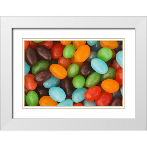 Colorful assortment of jelly bean candy White Modern Wood Framed Art Print with Double Matting by Flaherty, Dennis