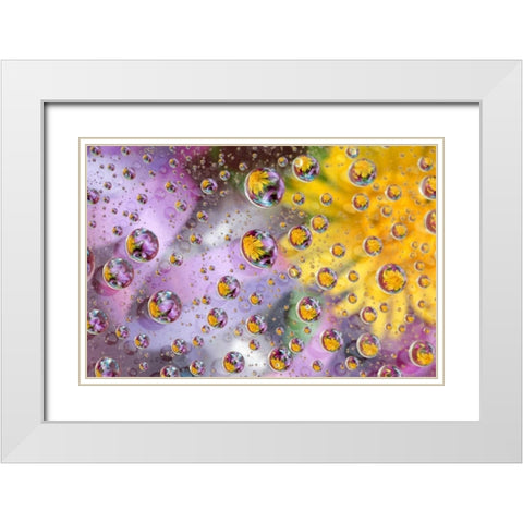 Bubbles abstract with flowers White Modern Wood Framed Art Print with Double Matting by Rotenberg, Nancy