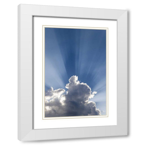 Crepuscular or Gods rays streak past cloud White Modern Wood Framed Art Print with Double Matting by Paulson, Don
