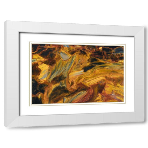 Close-up of pietersite stone found in Namibia White Modern Wood Framed Art Print with Double Matting by Kirkland, Dennis