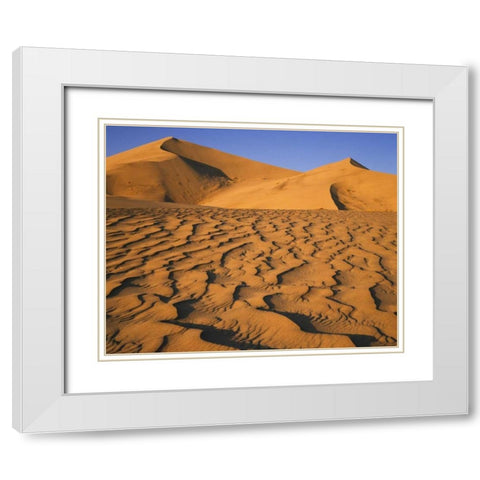 Sand dune at Eureka Dunes in Death Valley, CA White Modern Wood Framed Art Print with Double Matting by Flaherty, Dennis