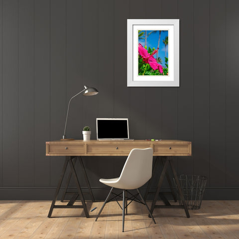 Hibiscus White Modern Wood Framed Art Print with Double Matting by Engelbrecht, Lisa S.