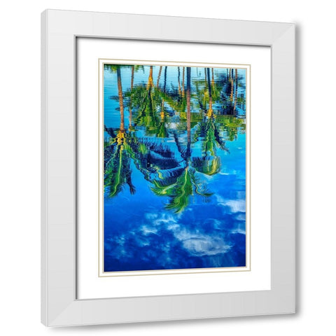 Reflection of palm trees on water White Modern Wood Framed Art Print with Double Matting by Engelbrecht, Lisa S.