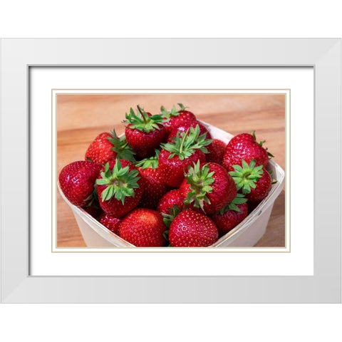 Fresh strawberries White Modern Wood Framed Art Print with Double Matting by Engelbrecht, Lisa S.
