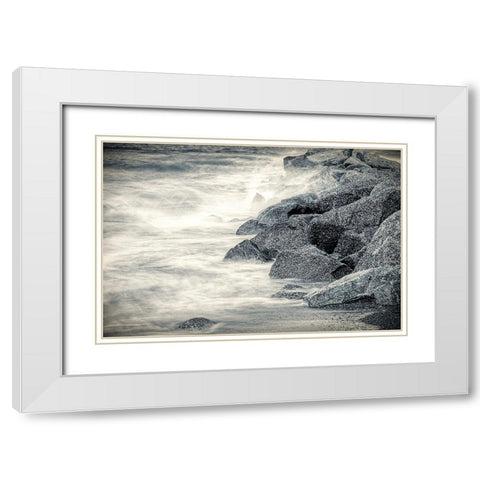 Boulders in Surf White Modern Wood Framed Art Print with Double Matting by Miller, Anna