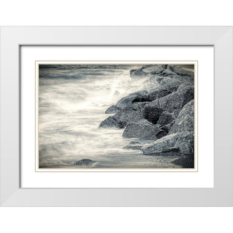 Boulders in Surf White Modern Wood Framed Art Print with Double Matting by Miller, Anna