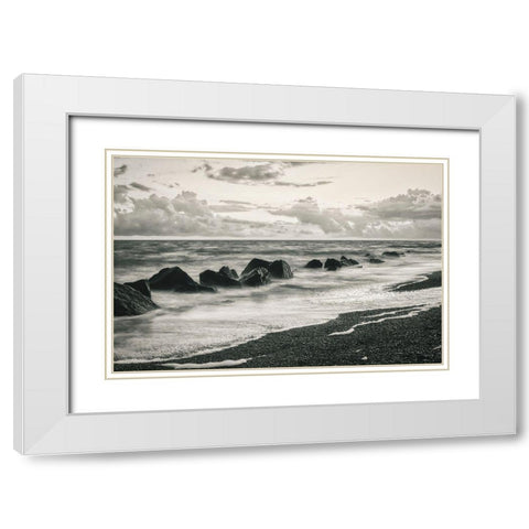 Atlantic Ocean Beach at Sunrise White Modern Wood Framed Art Print with Double Matting by Miller, Anna