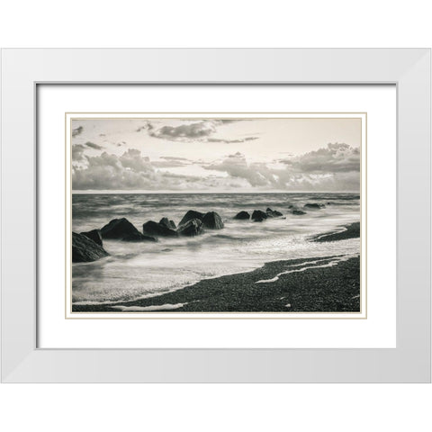 Atlantic Ocean Beach at Sunrise White Modern Wood Framed Art Print with Double Matting by Miller, Anna