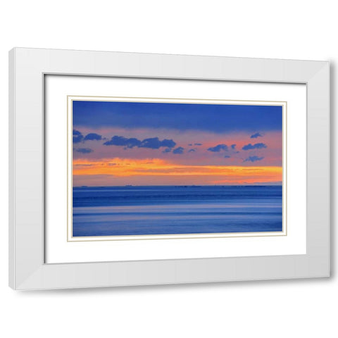 Lake Newell at sunset White Modern Wood Framed Art Print with Double Matting by Grandmaison, Mike
