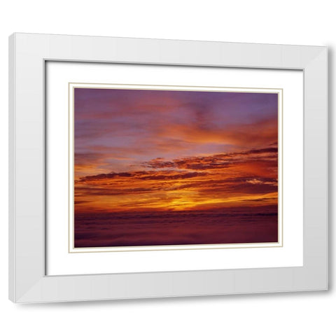 Sunset over the ocean from Cape Perpetua, OR, USA White Modern Wood Framed Art Print with Double Matting by Terrill, Steve