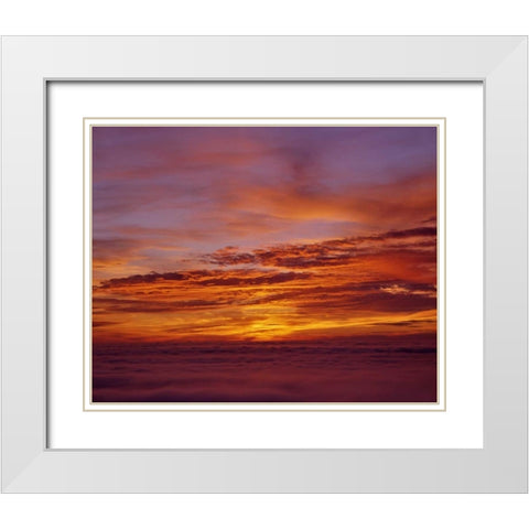 Sunset over the ocean from Cape Perpetua, OR, USA White Modern Wood Framed Art Print with Double Matting by Terrill, Steve