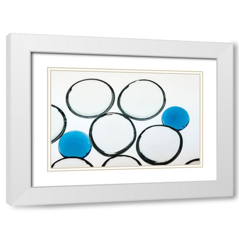 White and Blue glass pebbles with light White Modern Wood Framed Art Print with Double Matting by Beraldo, Zandina Muench