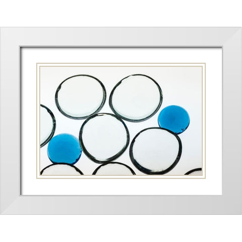 White and Blue glass pebbles with light White Modern Wood Framed Art Print with Double Matting by Beraldo, Zandina Muench