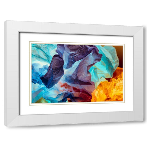 Colorful Tissue Paper and Light White Modern Wood Framed Art Print with Double Matting by Beraldo, Zandina Muench