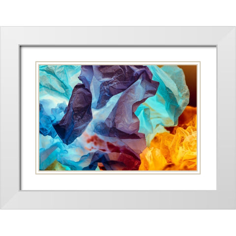 Colorful Tissue Paper and Light White Modern Wood Framed Art Print with Double Matting by Beraldo, Zandina Muench