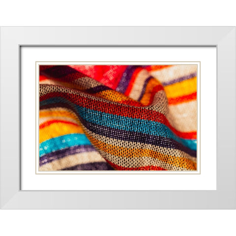 Colorful fabric detail White Modern Wood Framed Art Print with Double Matting by Muench, Zandria