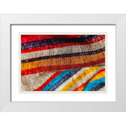 Colorful fabric detail White Modern Wood Framed Art Print with Double Matting by Muench, Zandria