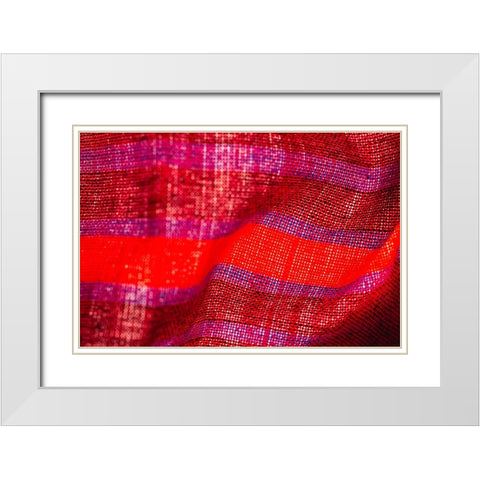 Colorful fabric detail White Modern Wood Framed Art Print with Double Matting by Muench, Zandria