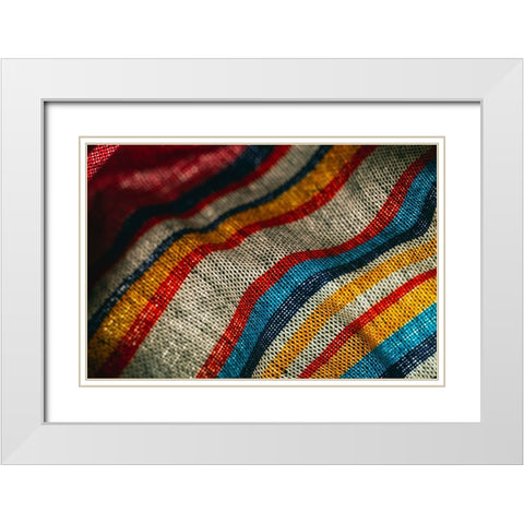 Colorful fabric detail White Modern Wood Framed Art Print with Double Matting by Muench, Zandria