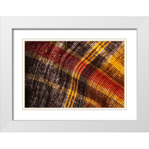Colorful fabric detail White Modern Wood Framed Art Print with Double Matting by Muench, Zandria